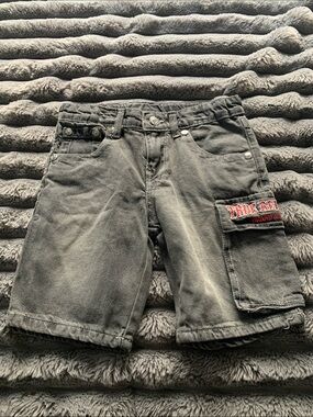 True Religion Gray Cargo Kids Shorts with Patch Pocket